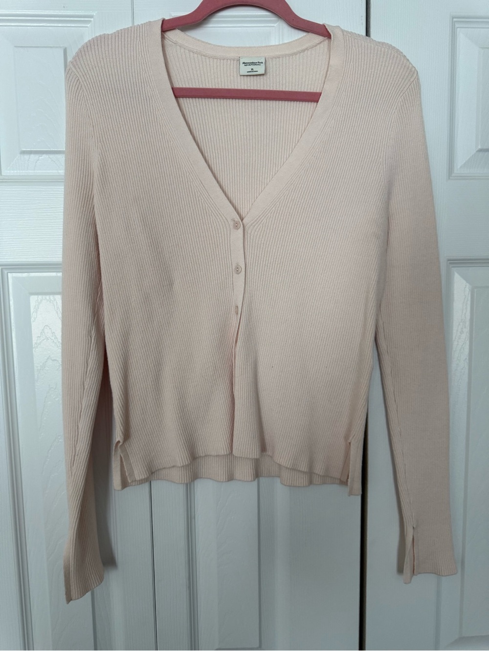 Abercrombie & Fitch Women's Lightweight Ribbed V-Neck Cardigan - Blush